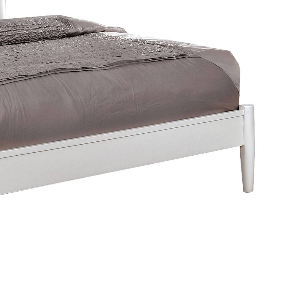 Alt View 3. Manhattan Lane - Transitional Wooden Full Bed with Round Tapered Legs and Headboard, White - White.