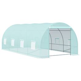 TinyHomie - 20 x 10 x 7FT Walk-In Tunnel Greenhouse Garden Warm House Large Hot House Kit with 8 Roll-up Windows and Roll Up Door