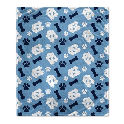 Front. Pegasus - North Carolina Tar Heels 40" x 50" Lightweight Bones Flannel Fleece Pet Blanket - Light Blue.