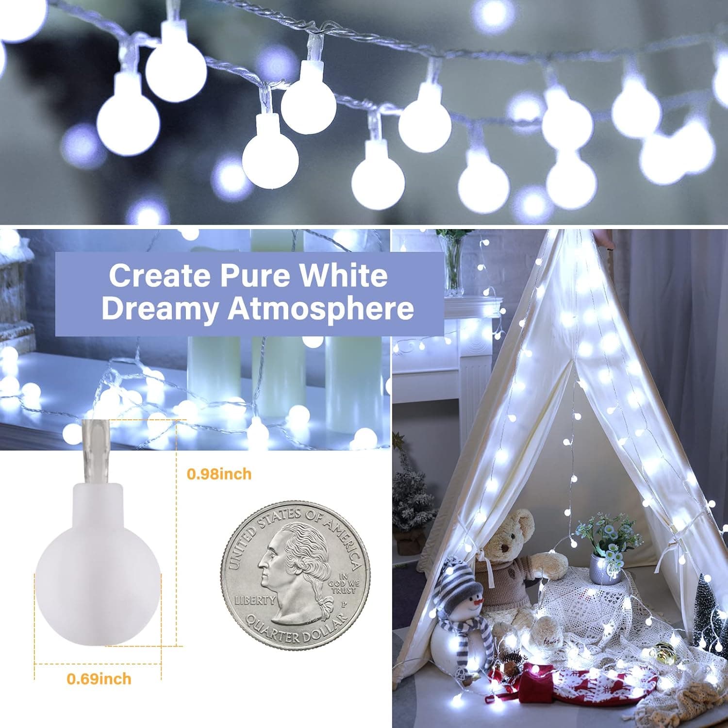 Create Pure White Dreamy Atmosphere  
0.69inch 0.98inch  
STATES OF UNITED AMERICA  
QUARTER DOLLAR