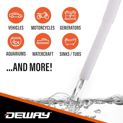 Deway - Battery Stick Fuel Pump – 3.2GPM Flow, 51” Hose, Hands-Free Fuel Transfer - Grey