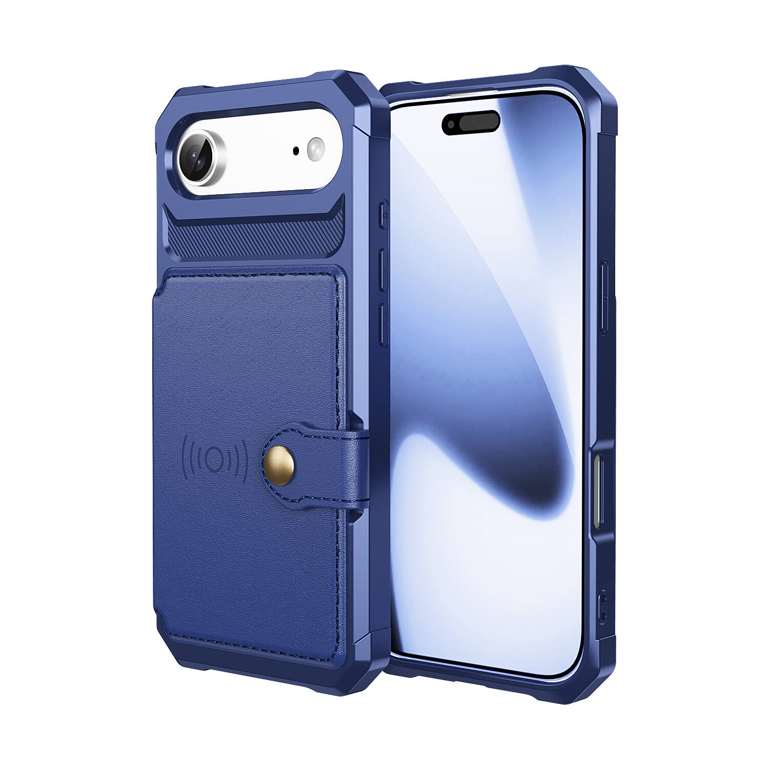 Angle. Dteck - For Apple iPhone Air Wallet Case Flip Card Slots Magnetic Clasp Shockproof Anti-Scratch Cover - Darkblue.