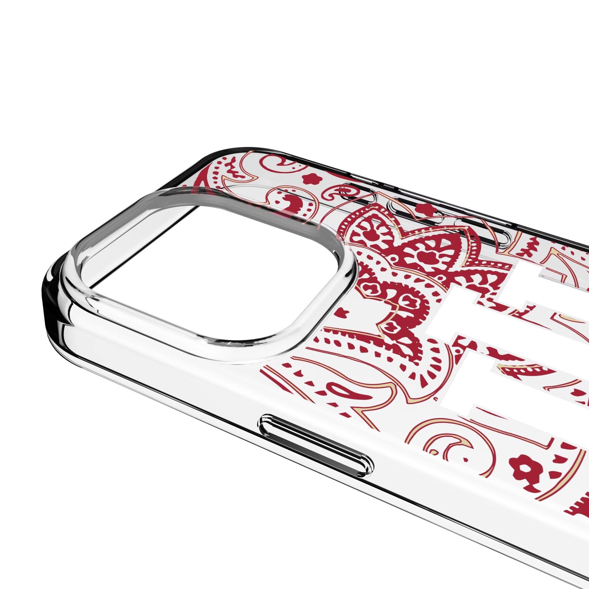 Alt View 2. Keyscaper - Indiana Hoosiers iPhone Paisley Design Clear Case - 15 Plus - Multicolor.