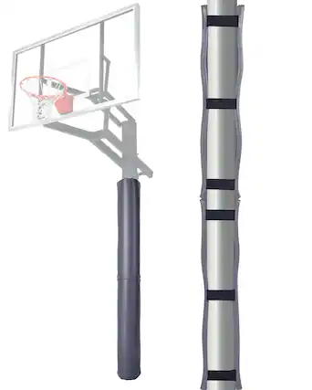 Front. VEVOR - Basketball Pole Pad, 71 inch Tall and 1.2 inch Thick Heavy Duty Wrap Around Pole Padding, Fits 2-6.3 Round - Gray.