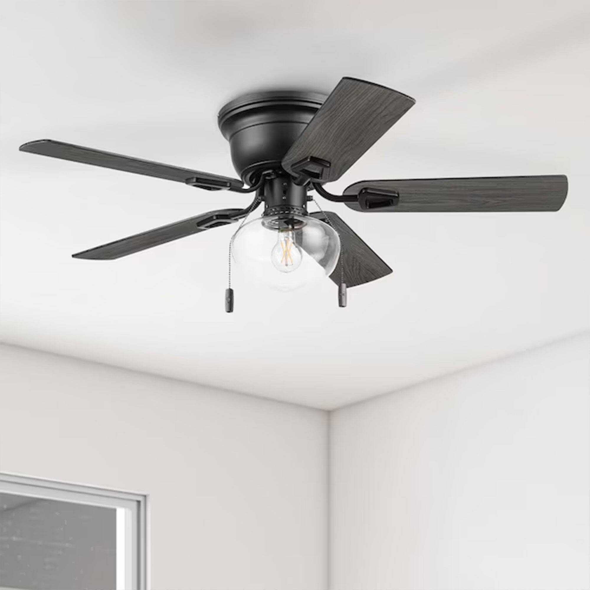 Alt View 6. Honeywell - Honeywell Halle 42 Inch Indoor LED Ceiling Fan with Pull Chain, Matte Black - Matte Black.