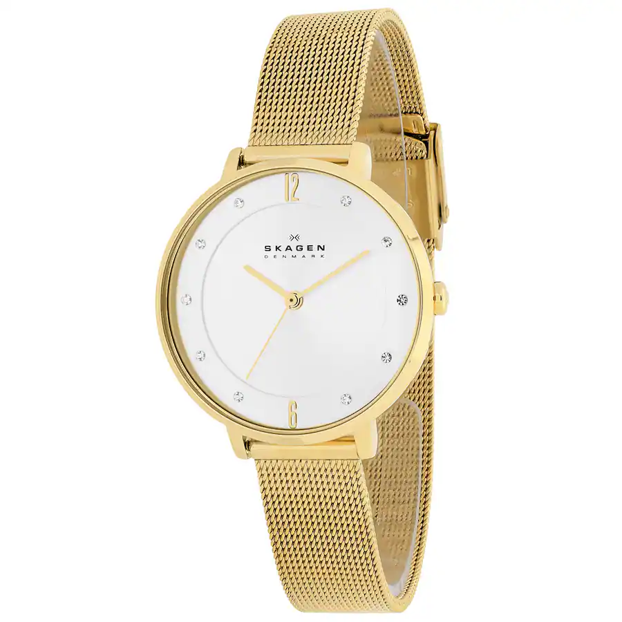 Skagen Anita Lille Uhr für Damen, Quarzwerk mit Edelstahl- oder Lederarmband, Roségoldton und Skagen Anita Lille Uhr für Damen, Quarzwerk mit Edelstahl- oder Lederarmband, Roségoldton und