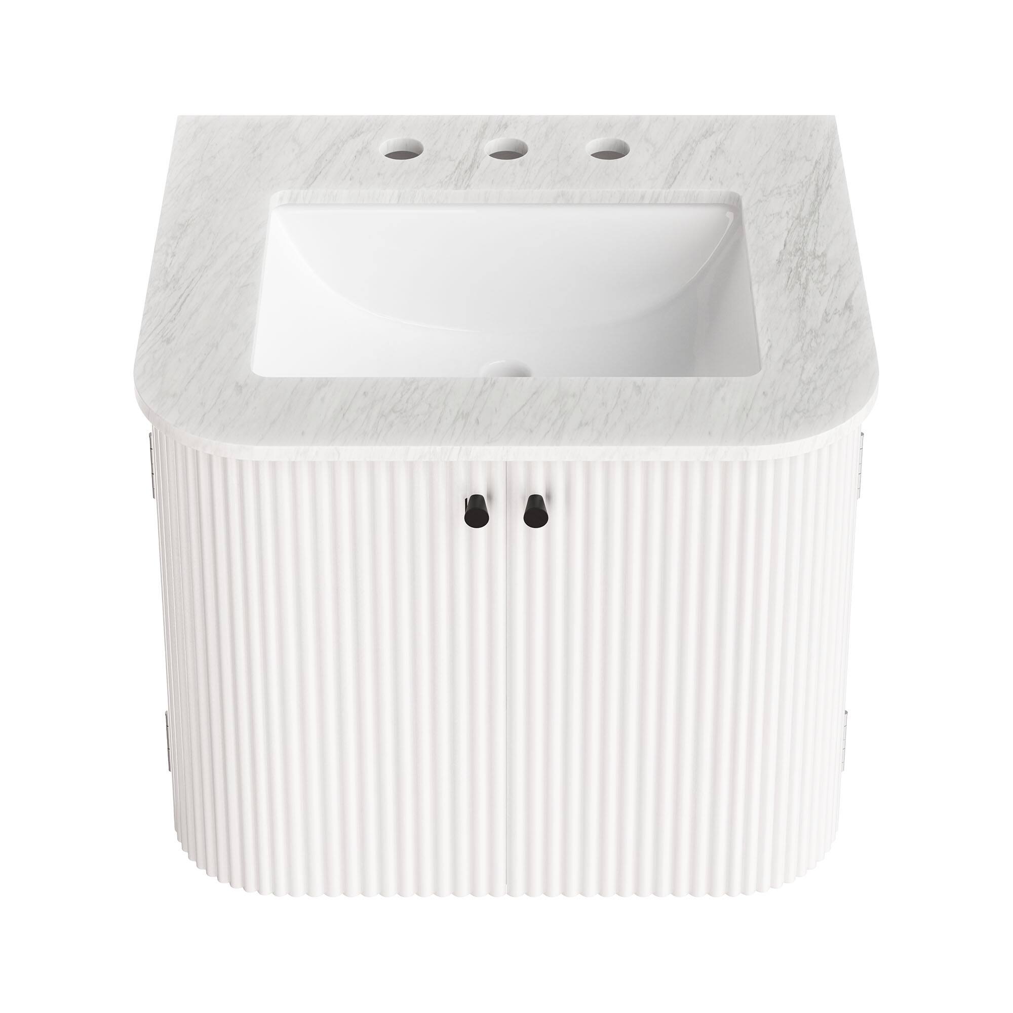 Alt View 5. Modway - Zia Wall-Mount Bathroom Vanity with Marble Sink by Modway - Ivory.