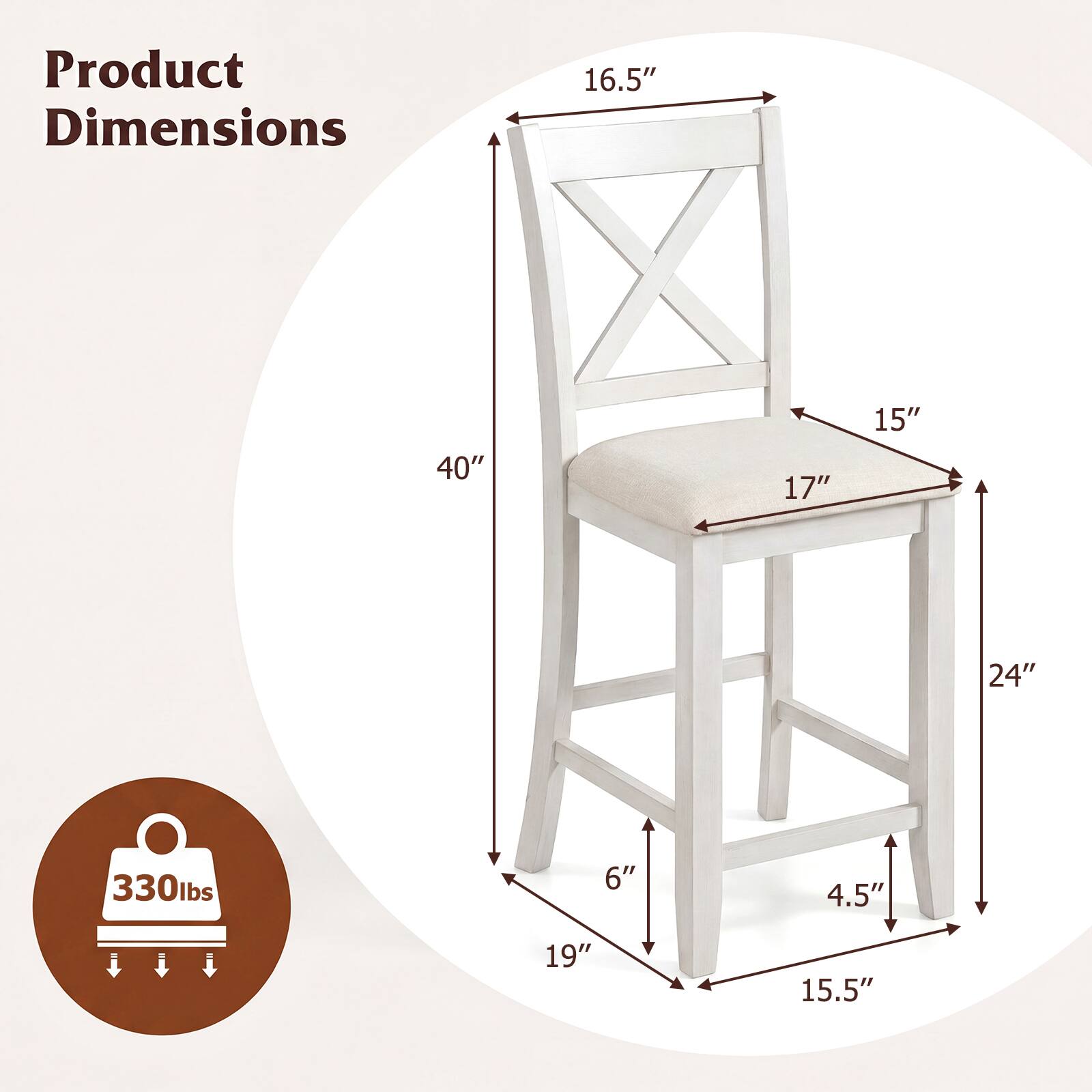 Product Dimensions: 16.5" x 40" x 17" x 15" x 24" x 330lbs x 6" x 4.5" x 19" x 15.5"