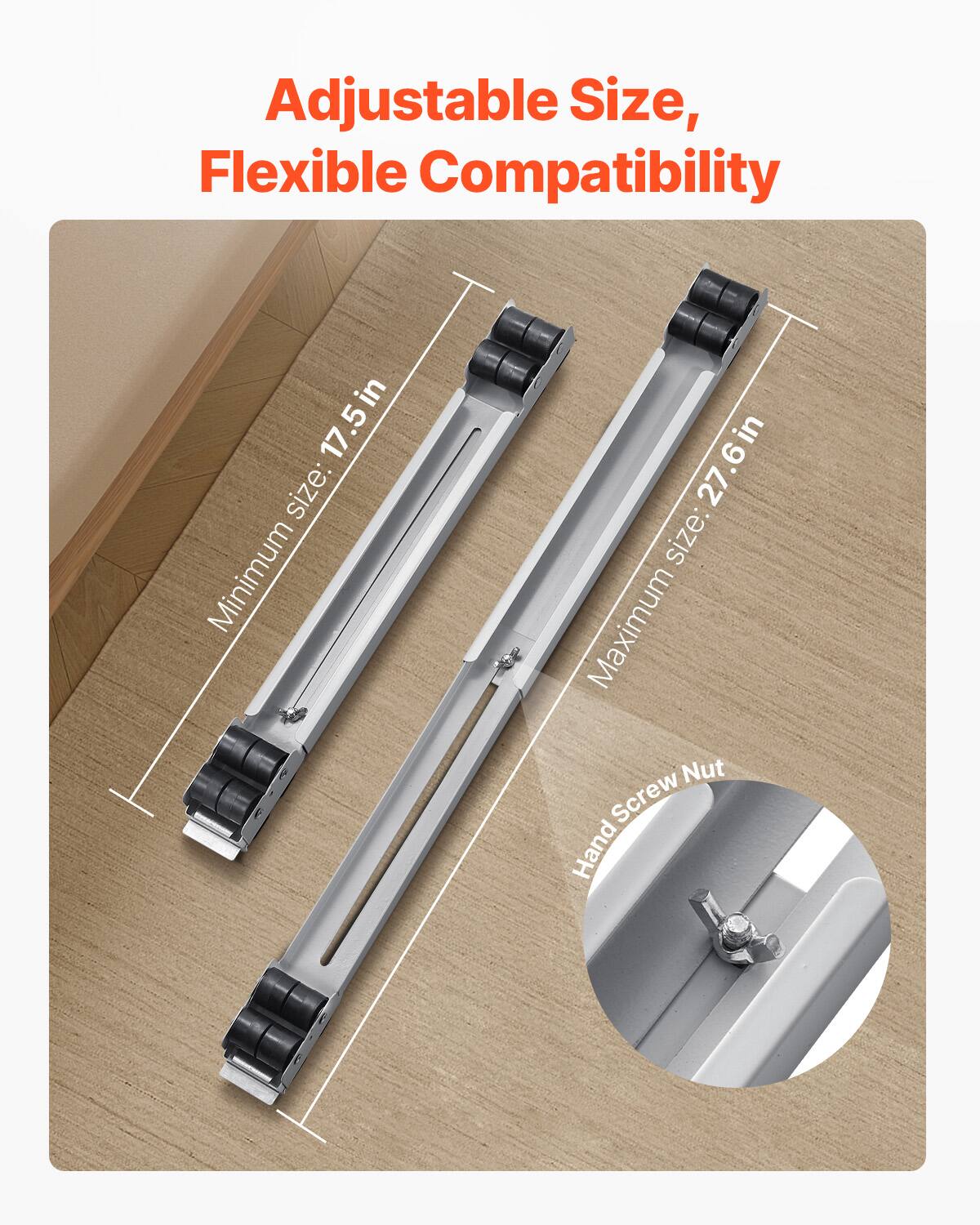 Adjustable Size, Flexible Compatibility

17.5 in size: Minimum 27.6 in  
27 in size: Maximum

Hand Screw Nut