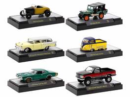 "Auto Meets" Set of 6 Cars IN DISPLAY CASES Release 82 Limited Edition 1/64 Diecast Model Cars by M2 Machines - Multicolor
