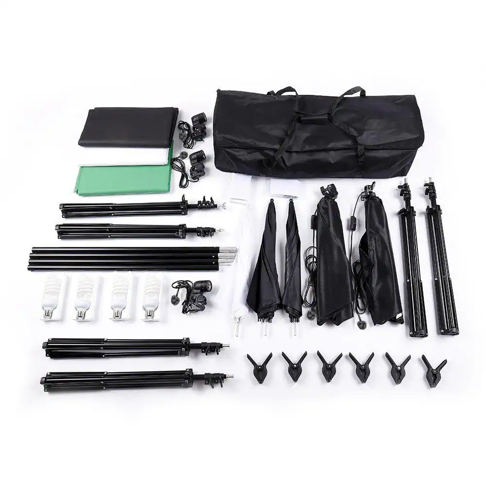 Alt View 8. Winado - Photo Studio Photography Kit 4x Light Bulb Lighting 3 Color Backdrop Stand Set.