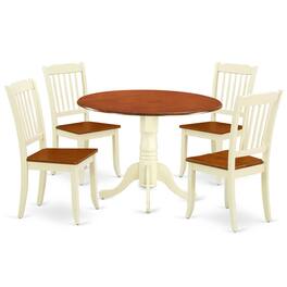 East West Furniture - Dining Room Set Buttermilk & Cherry - Brown