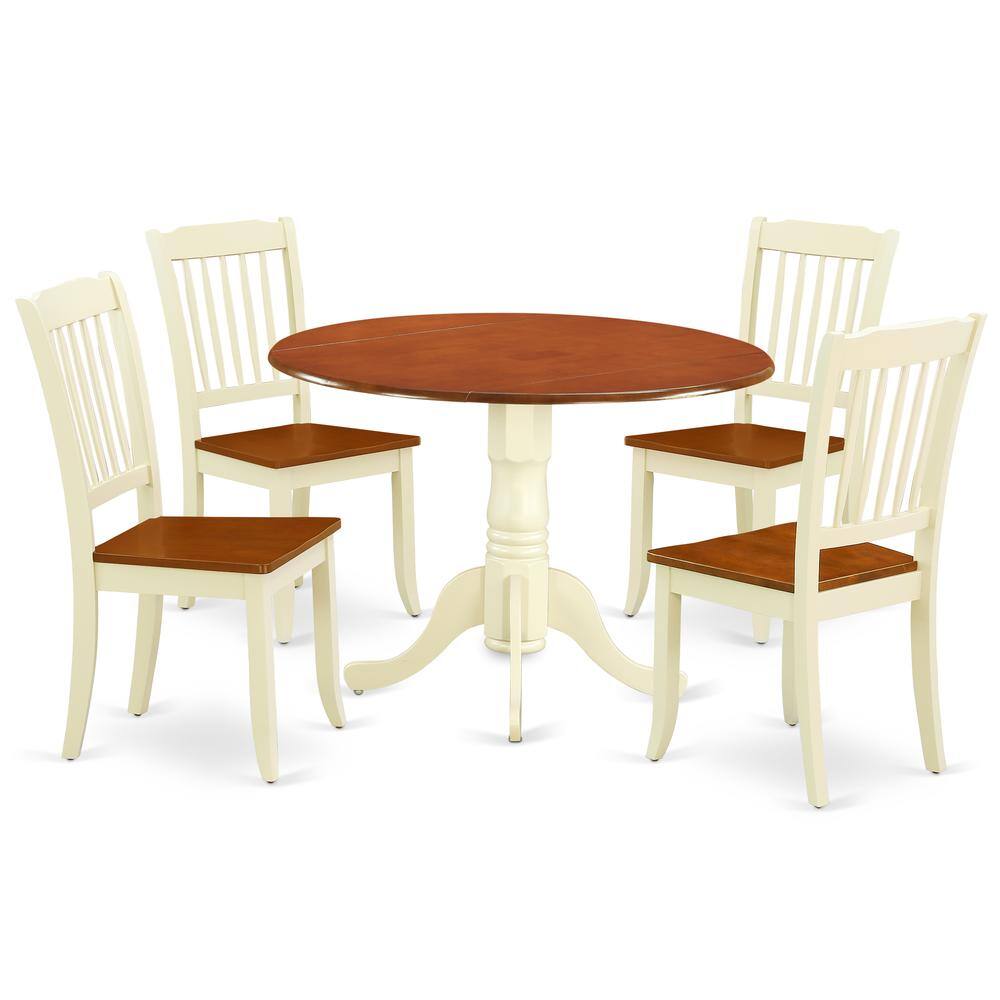 Front. East West Furniture - Dining Room Set Buttermilk & Cherry - Brown.