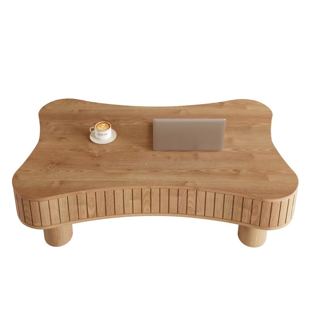 Alt View 10. Loheer - Loheer 42 inch light brown coffee table, lift top coffee table with hidden storage and fluted panels - Light Brown.