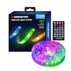 MONSTER INDOOR LIGHT STRIP
16.4ft/5m
150 LEDs
SOUND REACTIVE
RGB+IC COLOR FLOW
IR REMOTE CONTROL
PEMLINI: MONSTER
PVE EES CLLMATO: WHITE, RED, GREEN, BLUE
3 ad MONSTER