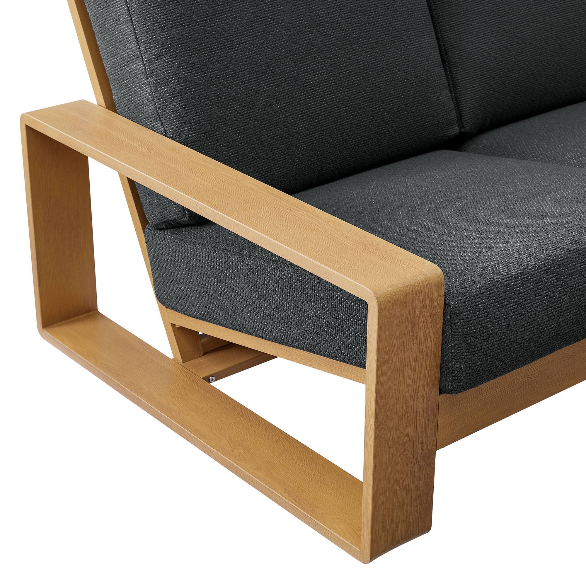 Alt View 5. Modway - Lirienne Outdoor Patio Aluminum Faux Wood Sofa by Modway - Charcoal Natural.