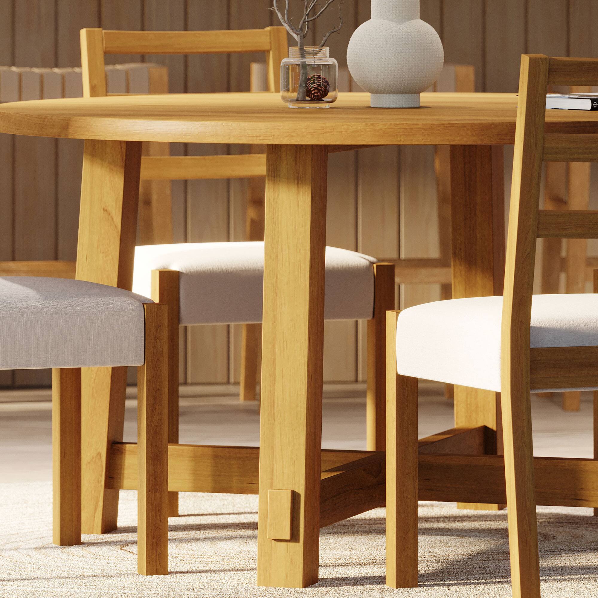 Alt View 1. Maven Lane - Maven Lane Sasha Round Wooden Dining Table in Weathered Natural Finish - Weathered Natural.