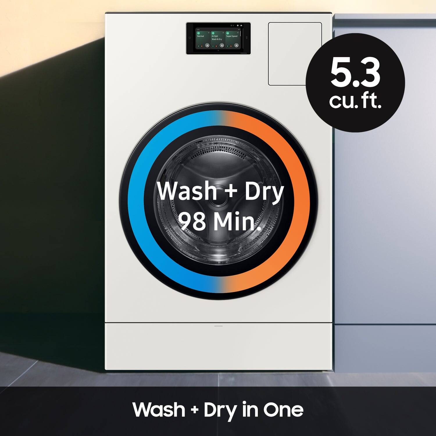 5.3 cu. ft. Wash + Dry 98 Min. Wash + Dry in One