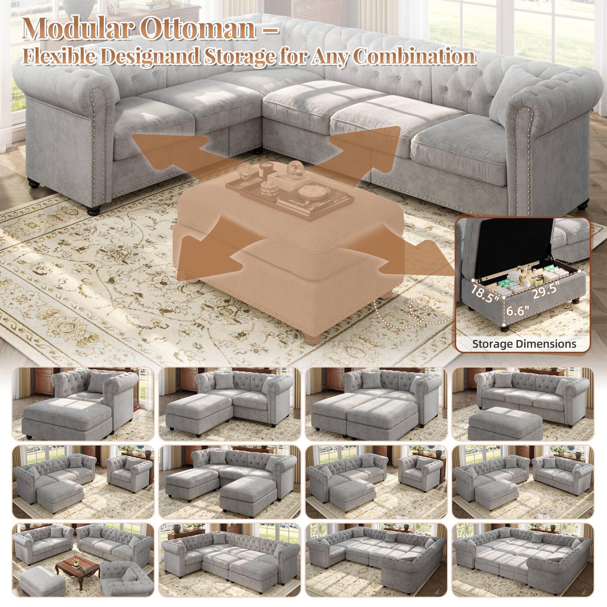 Modular Ottoman - Flexible Design and Storage for Any Combination

18.5" x 29.5" x 6.6"

Storage Dimensions