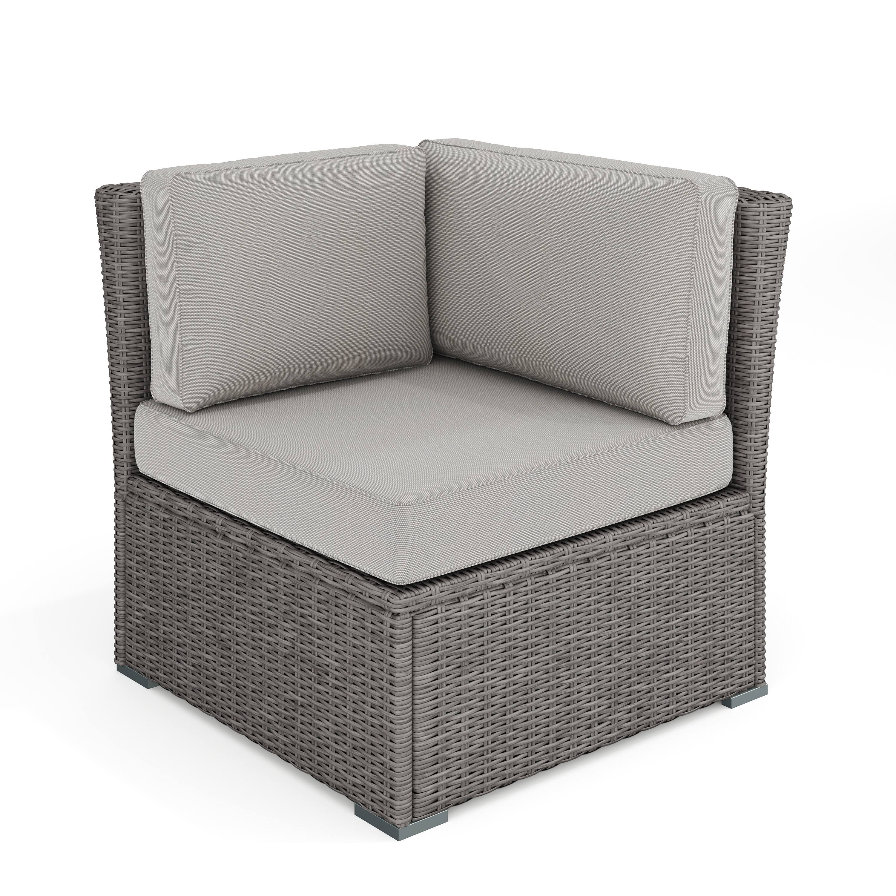 Front. Martha Stewart - Bedford Outdoor Modular Rattan Wicker Patio Sectional Sofa Corner Seat - Gray Cushions/Gray Frame.