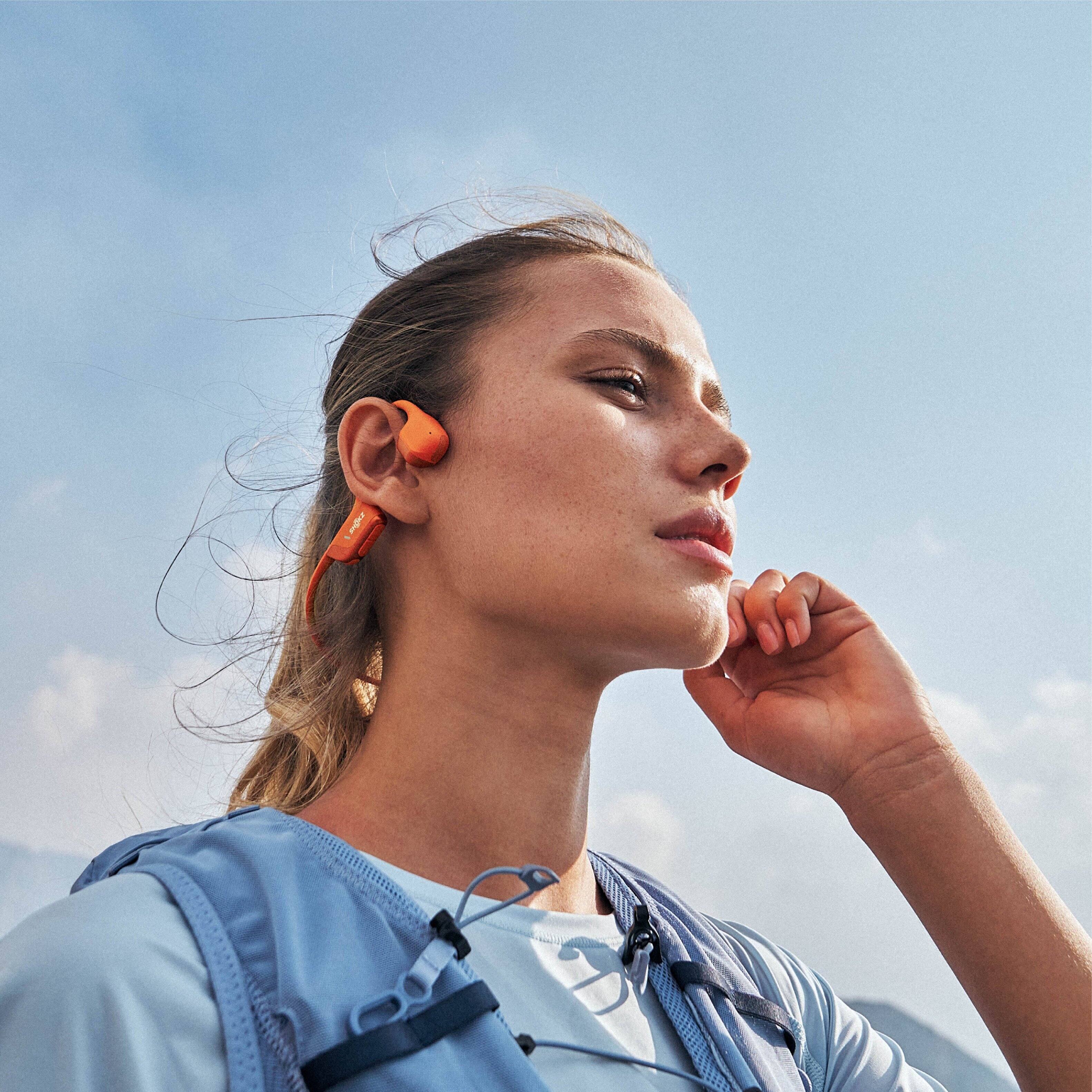 Alt View 14. Shokz - OpenRun Pro 2 Wireless Bone Conduction Open-Ear Bluetooth Sports Headphones - Orange.