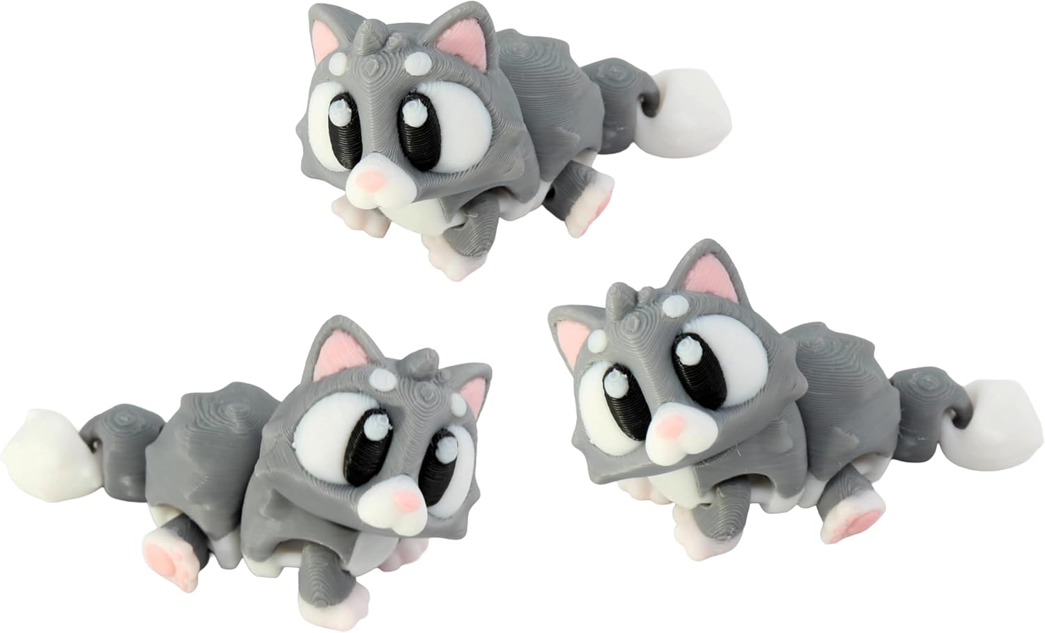 3D Printed Articulated Cat Fidget Toy 3 Pack Flexible Cute Animal Desk Decor Adult Stress Relief Fidget by PowerTRC