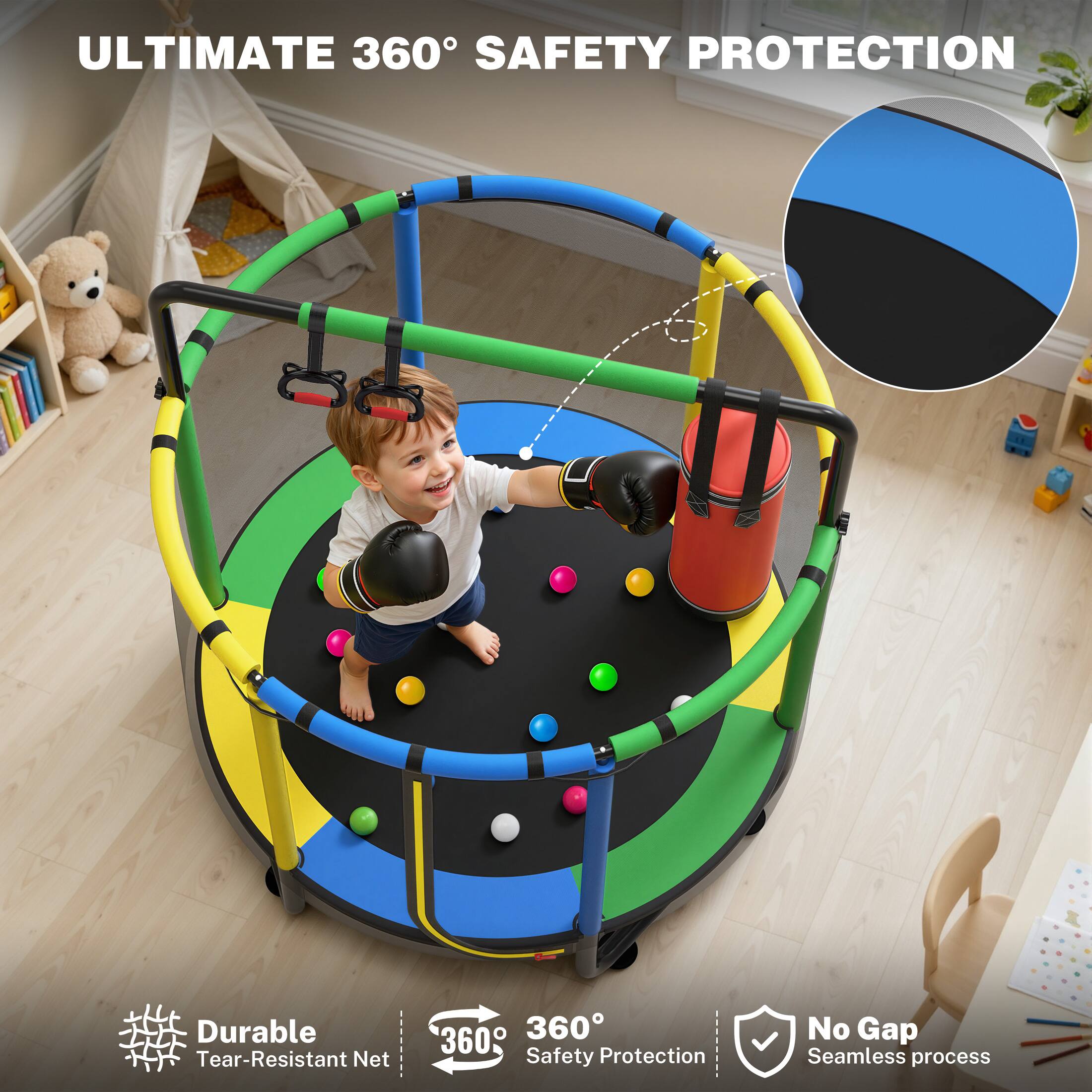 ULTIMATE 360° SAFETY PROTECTION

Durable Tear-Resistant Net

360° Safety Protection

No Gap Seamless Process