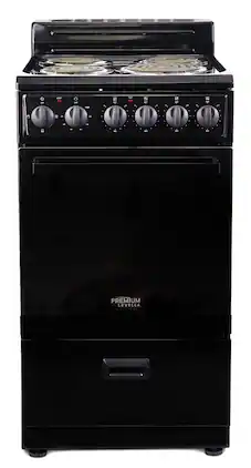 Premium Levella - 2.2 Cu Ft Freestanding Electric Coil Range In with Mirrored Glass Oven Door - Black