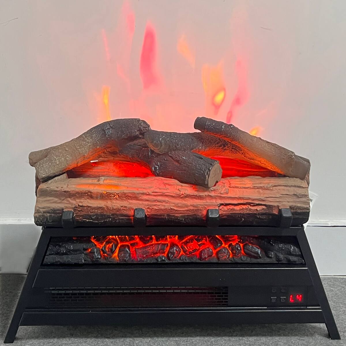 Alt View 2. Loheer - Loheer 21 inch electric fireplace insert 3d log set Antique Black - Antique Black.