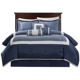 Gracie Mills - Elsie Transitional Colorblock 7-Piece Comforter Set - Navy