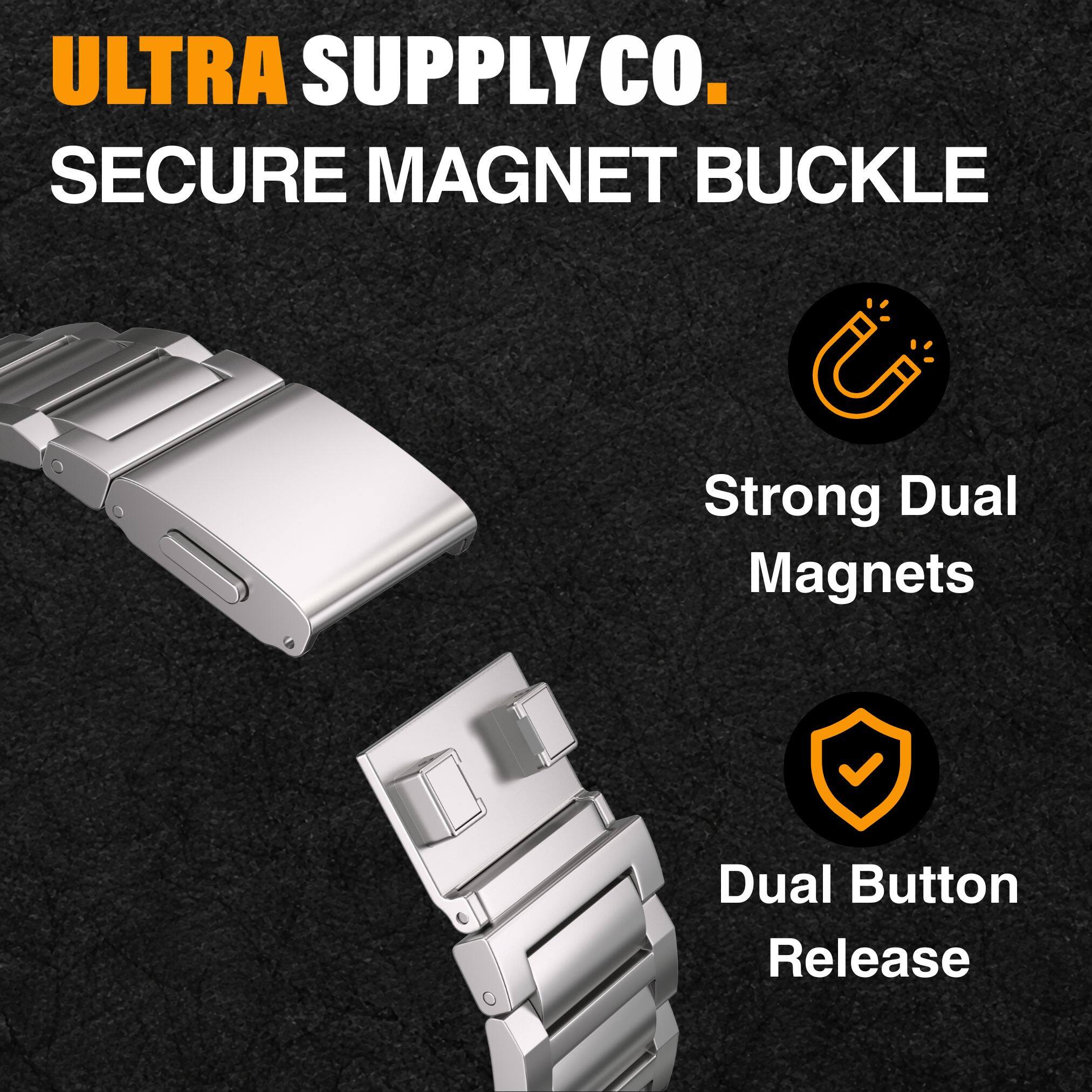 ULTRA SUPPLY CO.  
SECURE MAGNET BUCKLE  

- Strong Dual Magnets  
- Dual Button Release