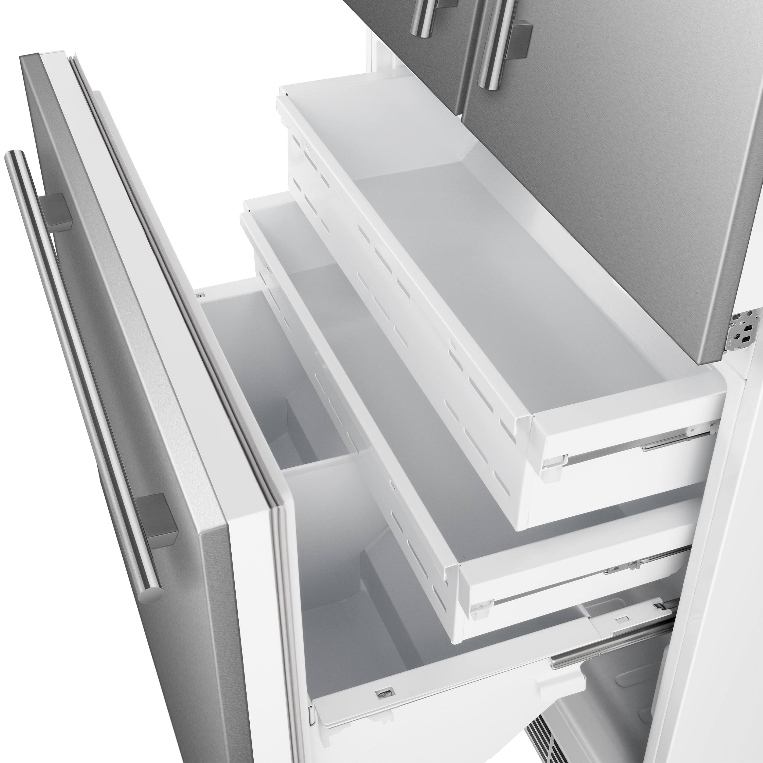 Alt View 4. Forno Appliances - Rivestito 15.5 Cu. Ft. French Door Counter-Depth Panel Ready Refrigerator with Stainless Steel Front Panel - Stainless Steel.