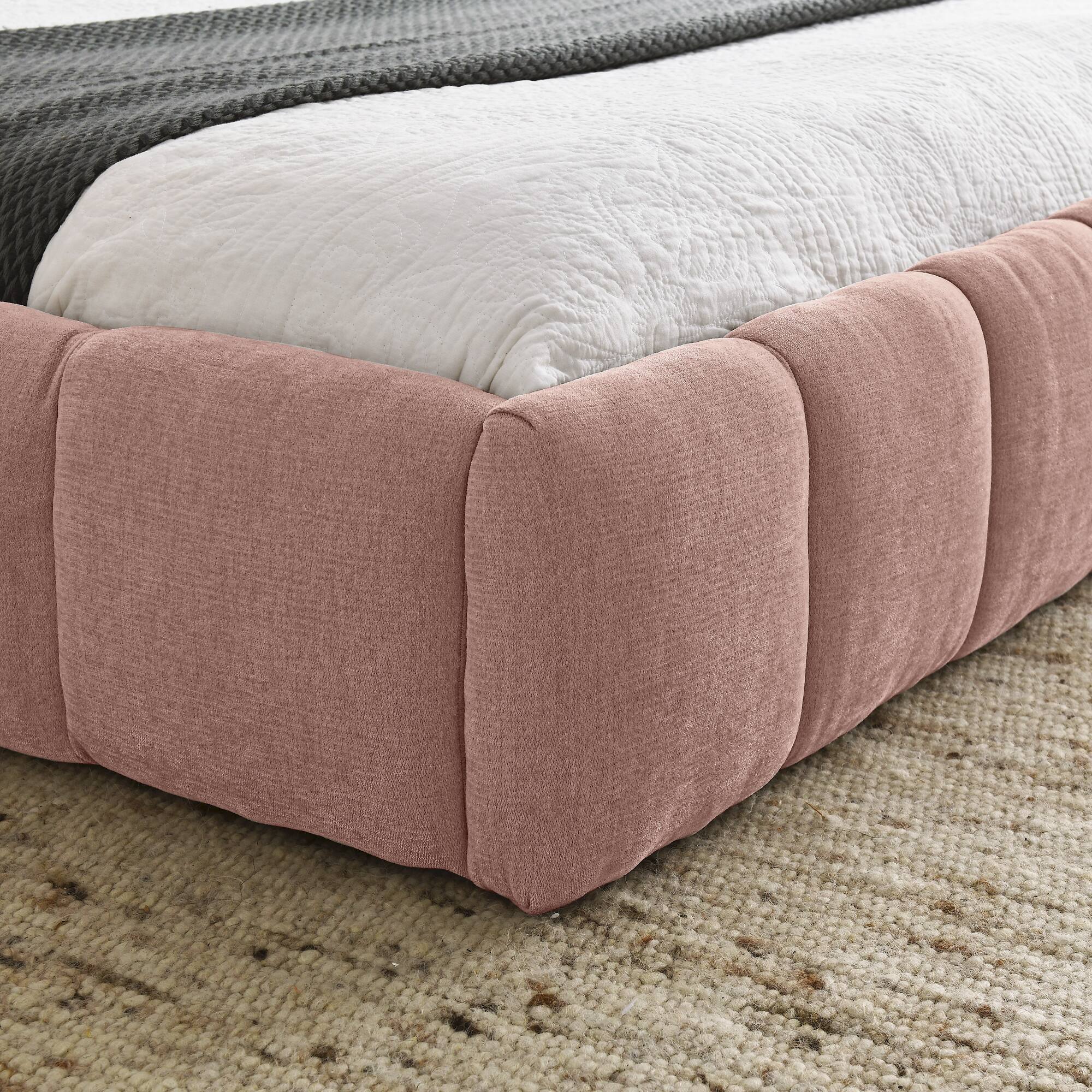Back. Anysun - Queen Chenille Platform Bed Frame with Headboard - Thick Fabric, Solid Frame, No Box Spring Needed - Pink.