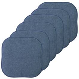 Sweet Home Collection - Alexis Memory Foam No Slip Back 16" x 16" Chair Pad Cushions, 6-Pack - Denim