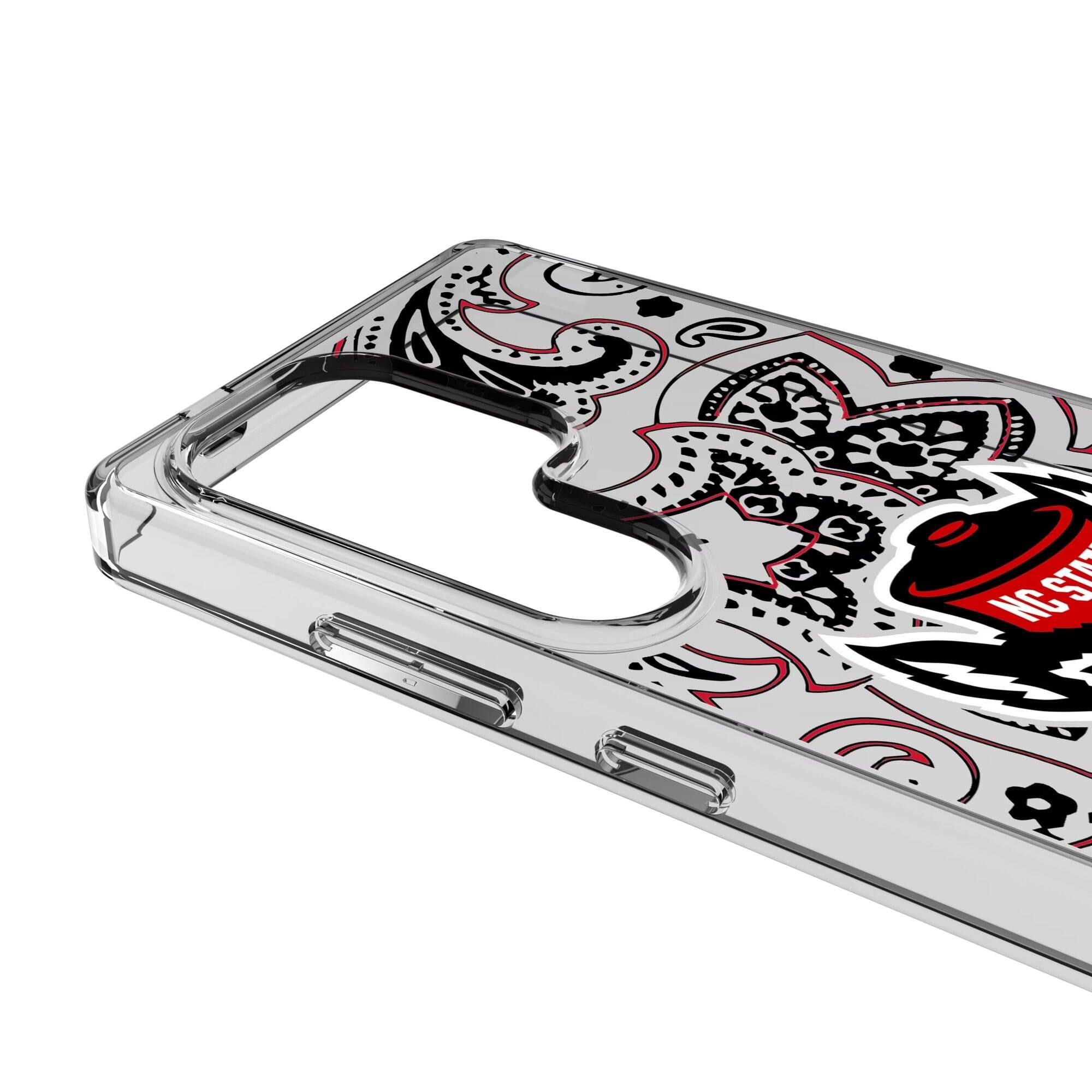 Alt View 2. Keyscaper - NC State Wolfpack Paisley Galaxy Clear Case - S22 - Multicolor.