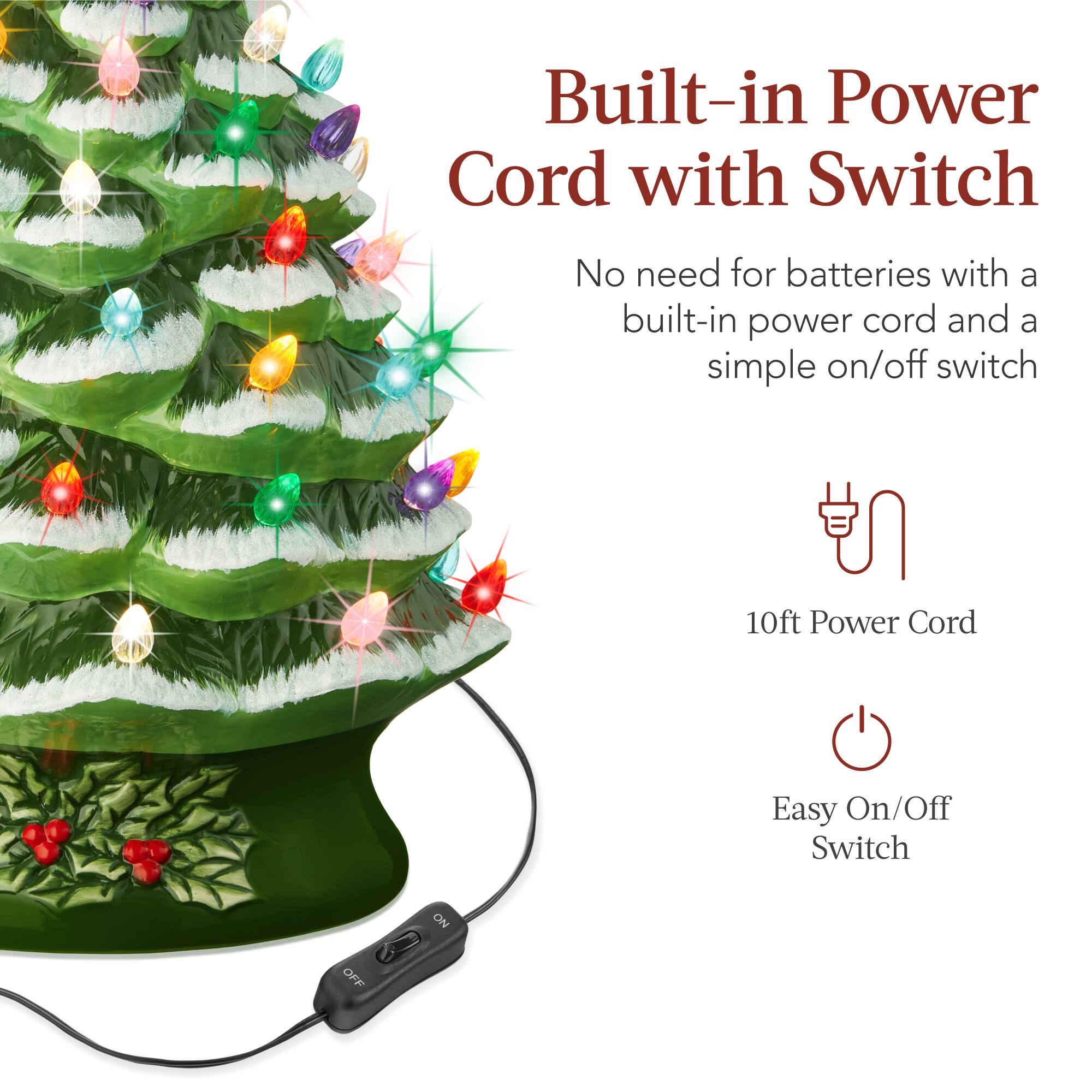 Built-in Power Cord with Switch

No need for batteries with a built-in power cord and a simple on/off switch

10ft Power Cord

Easy On/Off Switch