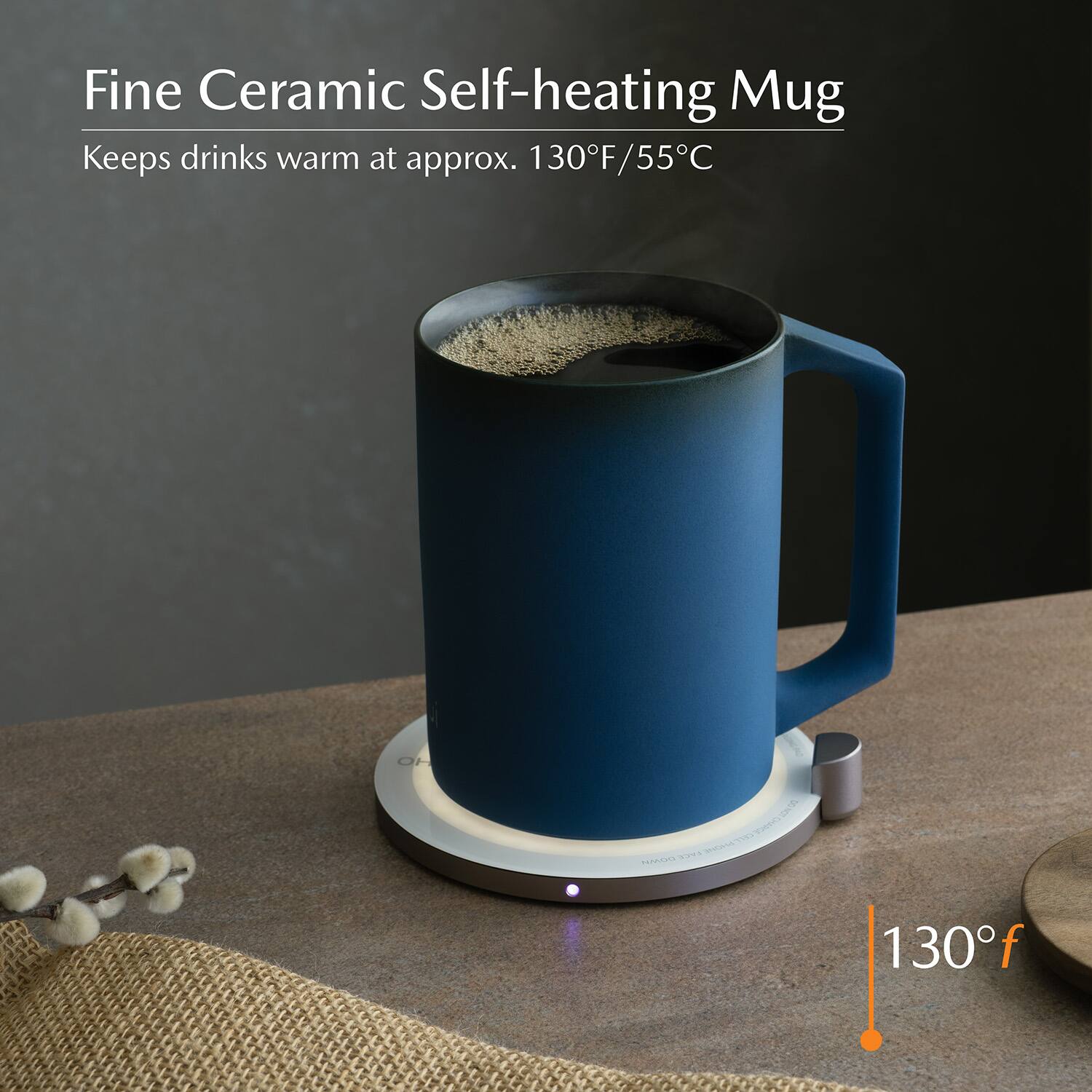 Fine Ceramic Self-heating Mug  
Keeps drinks warm at approx. 130°F/55°C