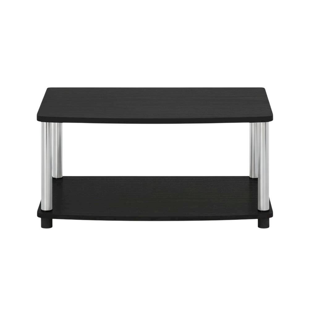 Alt View 3. FurniFact - Wooden TV Stand with Americano/Chrome Finish, Elevated Design, No Tools Required - Black.