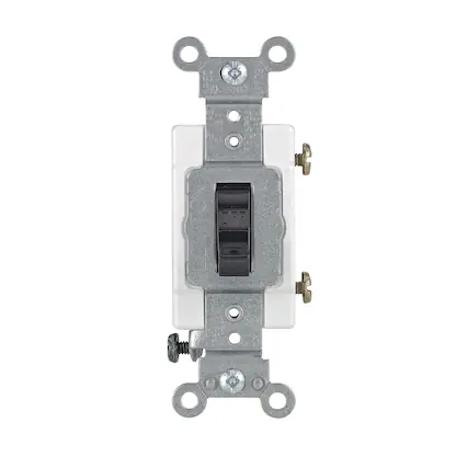 Front. Leviton - Leviton 20 amps Single Pole Toggle AC Quiet Switch Black 1 pk - Black.