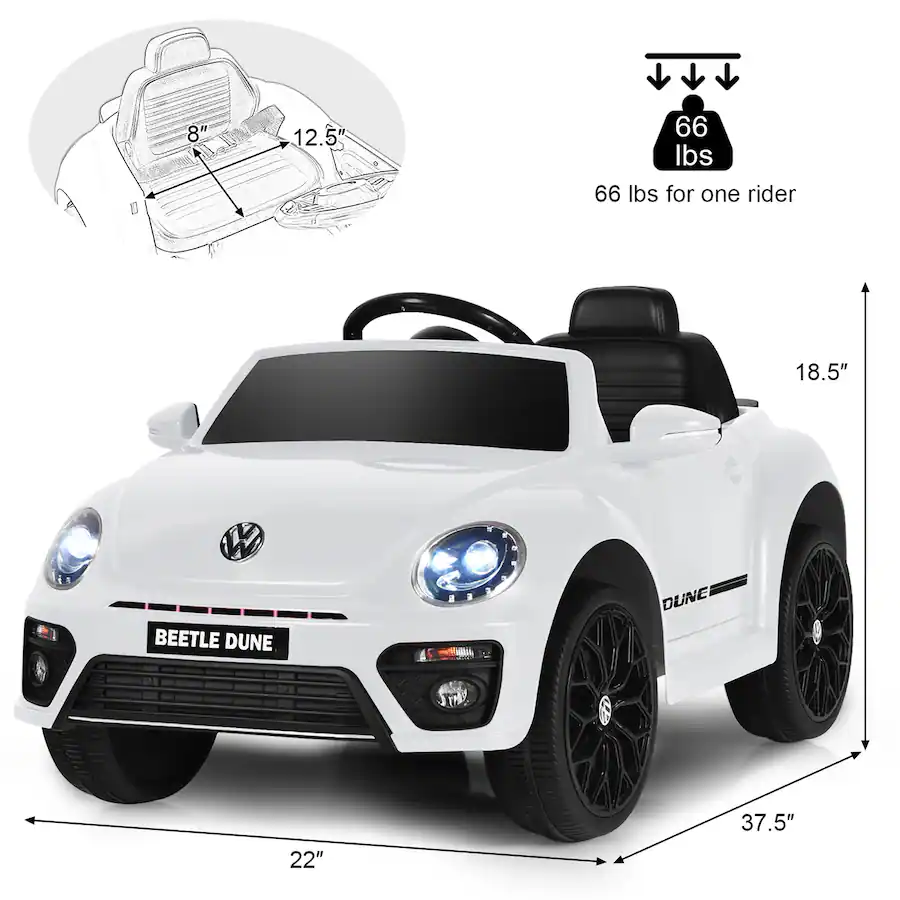 Costway 12V Kids Ride On Car Licensed Volkswagen Beetle w/ Remote ...