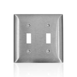 Leviton - C-Series Satin 2 gang Stainless Steel Toggle Wall Plate 1 pk - Silver