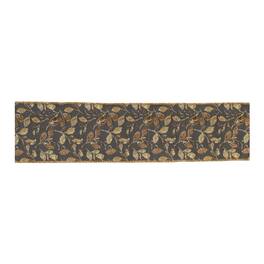 BreeBe - Grey and Gold Leaf Print Wired Ribbon 4" x 5yds - Gold, Grey