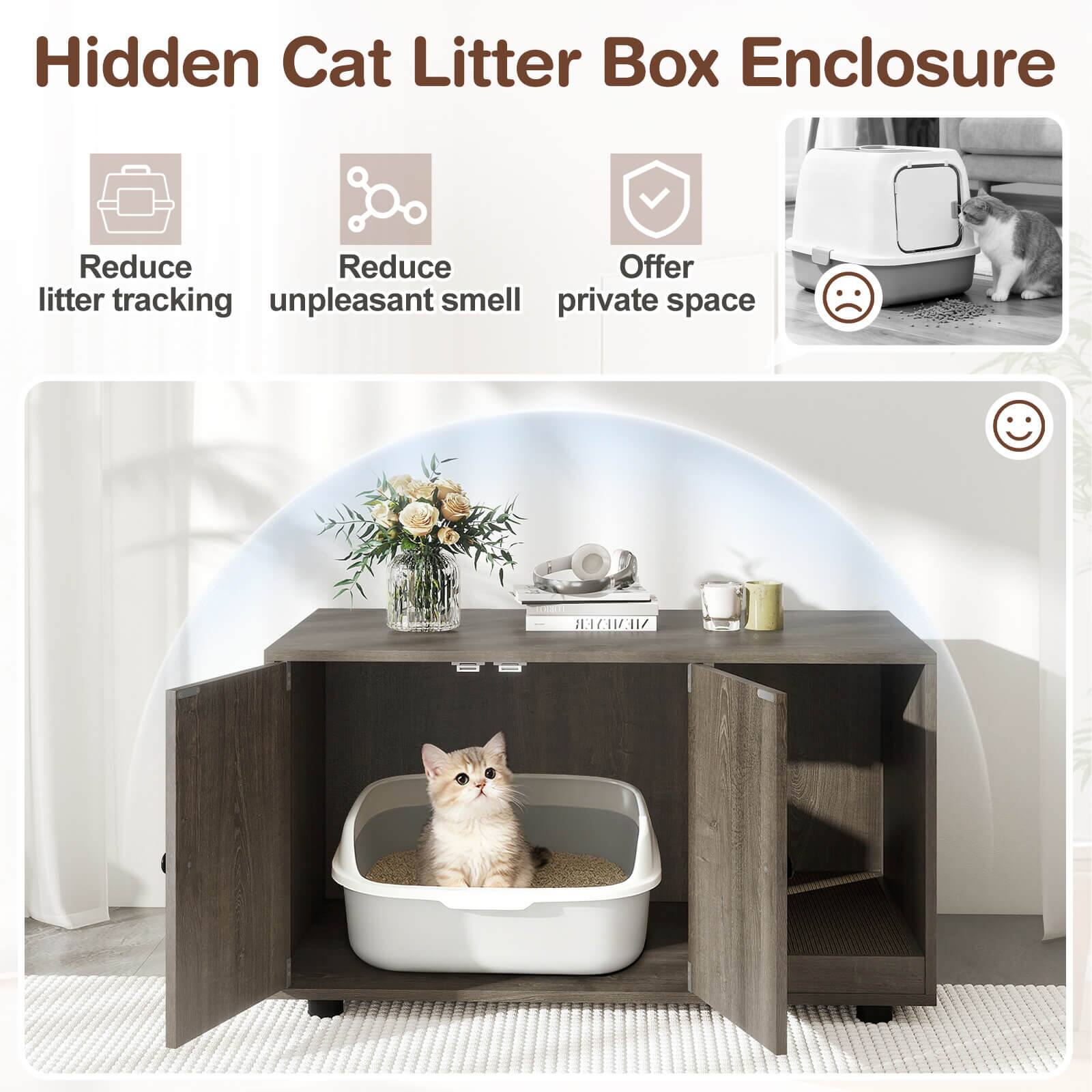 Hidden Cat Litter Box Enclosure

- Reduce litter tracking
- Reduce unpleasant smell
- Offer private space