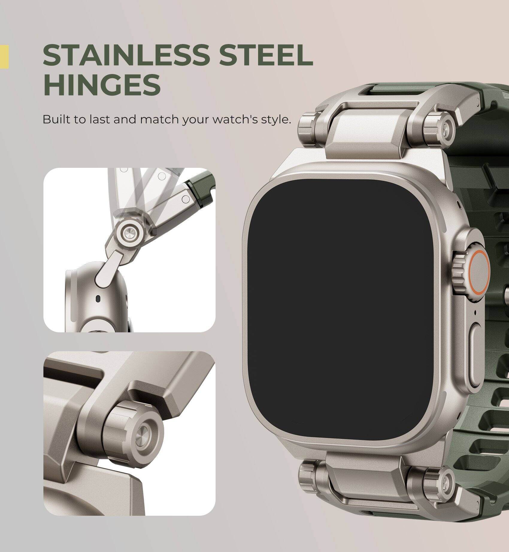 STAINLESS STEEL HINGES  
Built to last and match your watch's style.