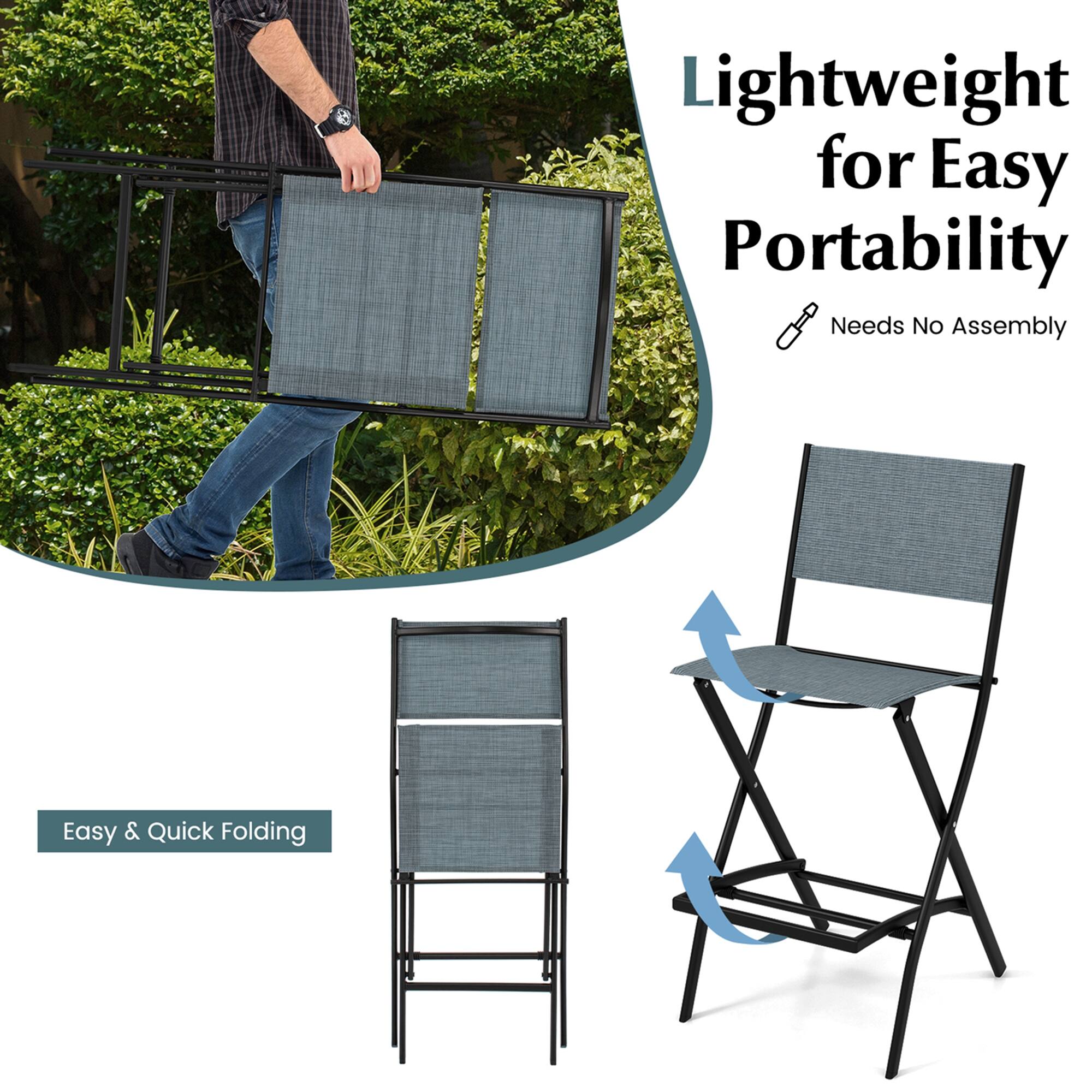 Lightweight for Easy Portability  
Needs No Assembly  

Easy & Quick Folding