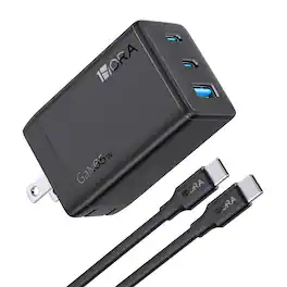 1HORA - GAR322 GaN Fast Charger with 3-Port Output with Type C cable