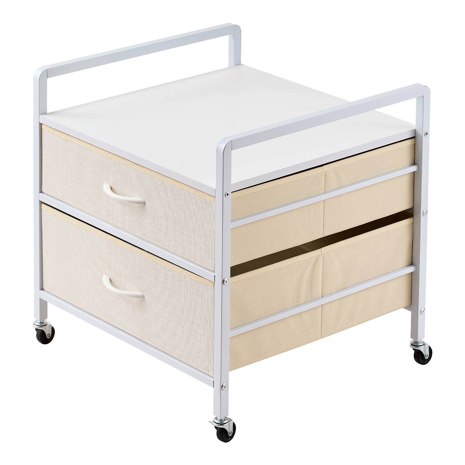 Alt View 5. VEVOR - Mini Fridge Stand with Storage, 176 lb-Capacity Mini Fridge Table with 2 Drawers & 4 Swivel Wheels - White.