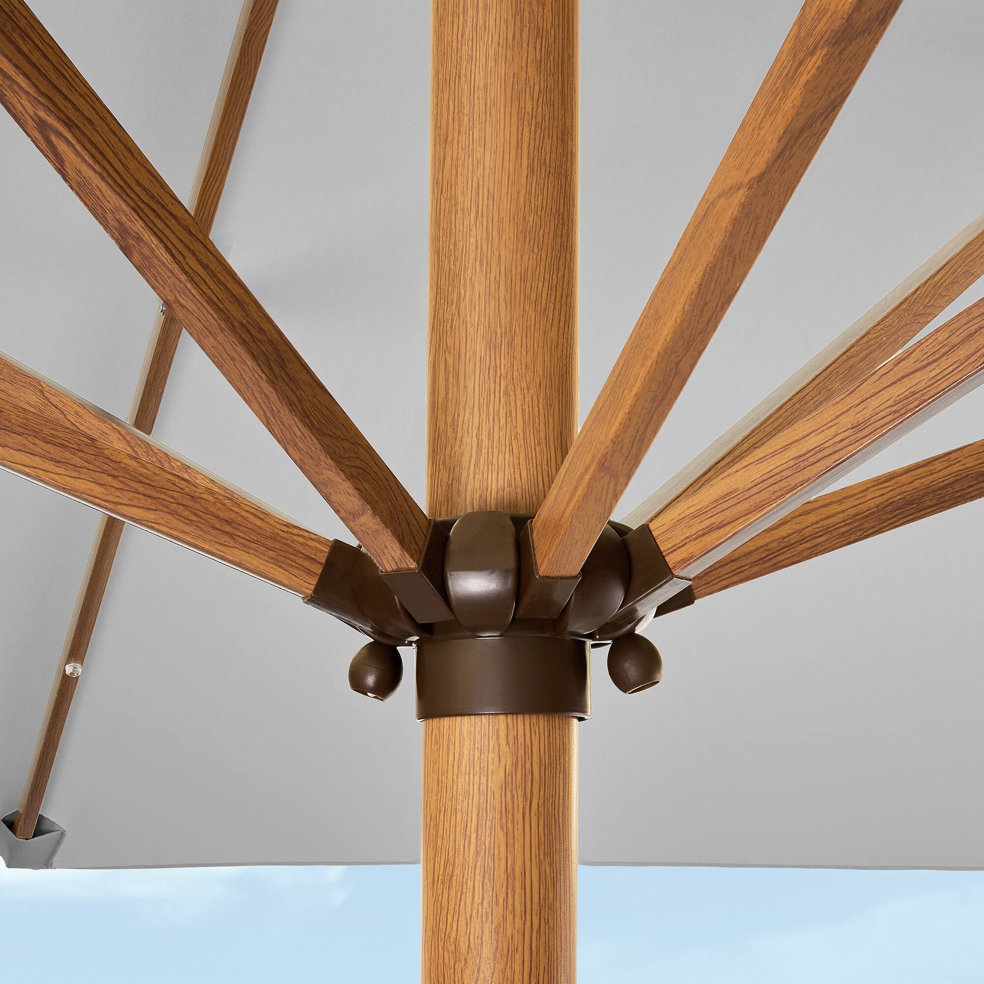 Alt View 1. Best Choice Products - Best Choice Products 9ft Deep Square Solar LED Lighted Patio Umbrella w/ Woodgrain Pattern, UV-Resistant - Fog Gray - Fog Gray.