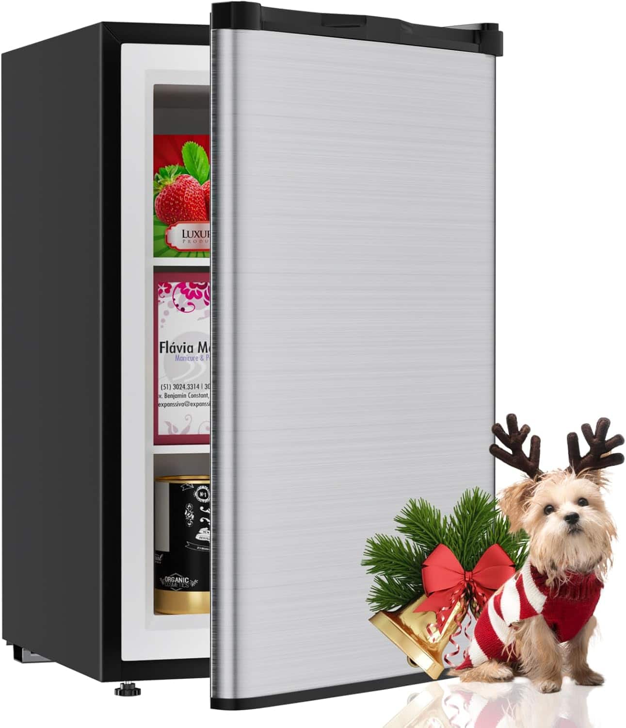 Circus Cirle - 3.6 Cu Ft Upright Freezer, Freestanding Mini Freezer - Silver