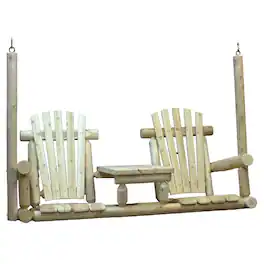 Contoured Comfort - Cedar Log Tete-A-Tete Porch Swing - Brown